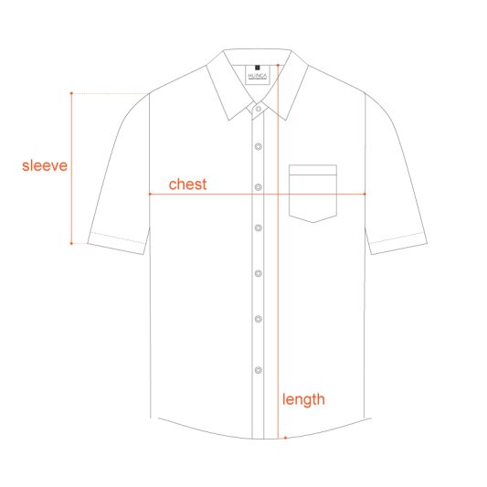 Illustration of how to measure a short sleeves Huinca shirt