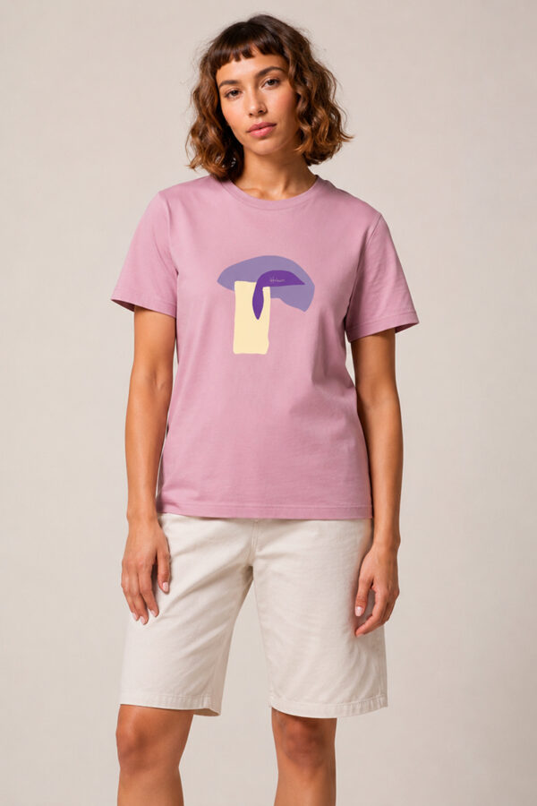 huinca-pink-organic-cotton-t-shirt-mushroom-print-woman